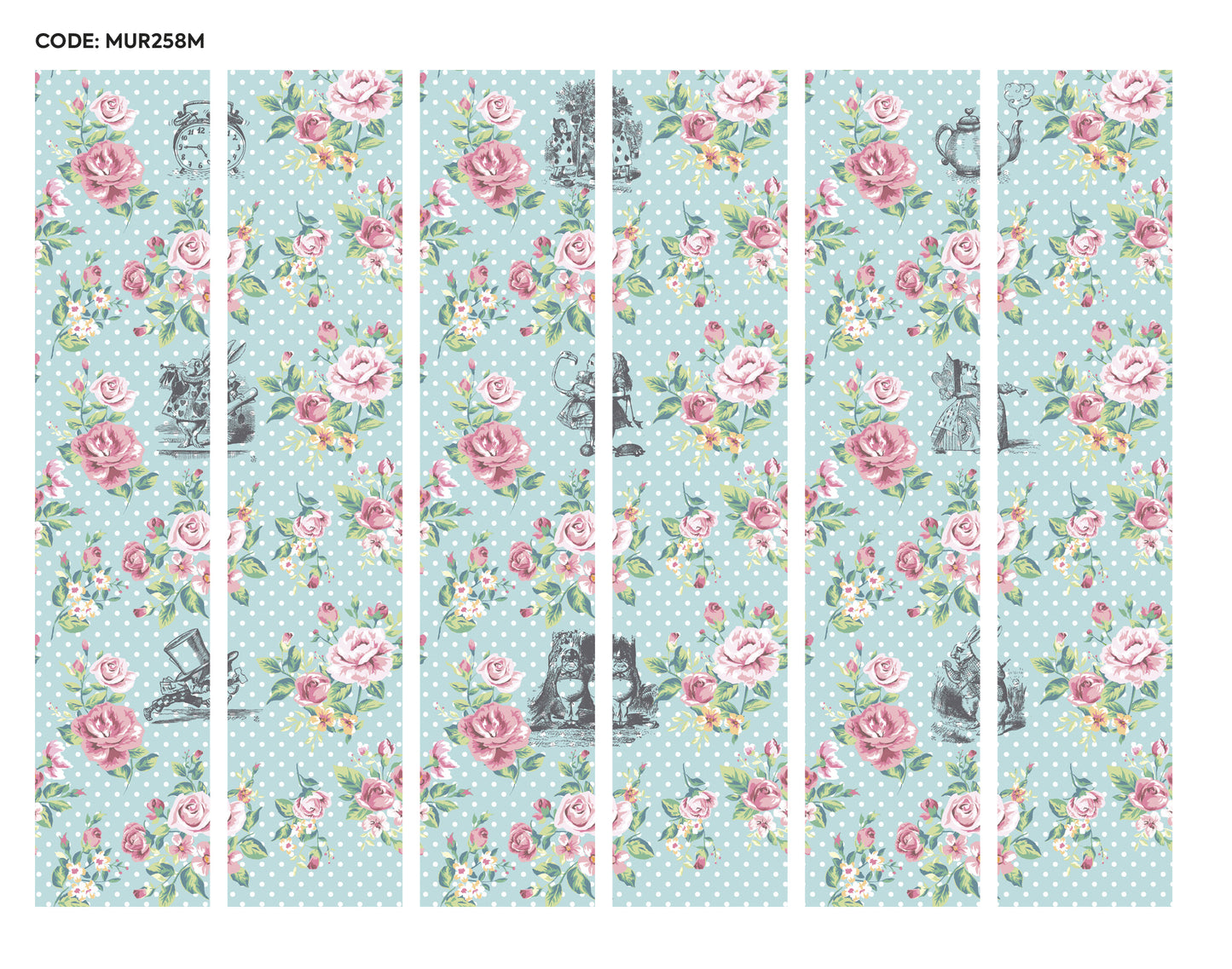 ALICE IN WONDERLAND ENGLISH ROSE PRINT - Blue
