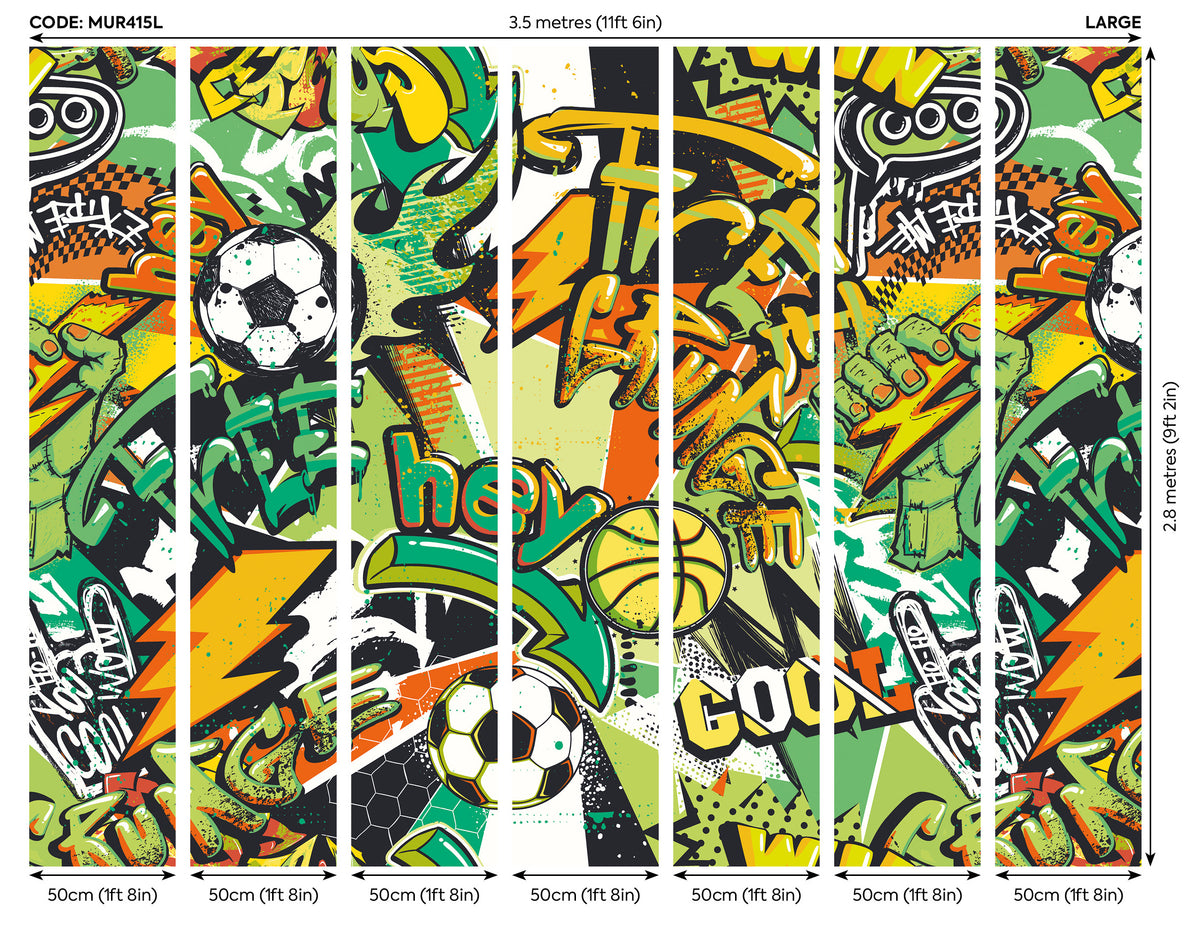 SPORTS GRAFFITI - Emerald & Orange