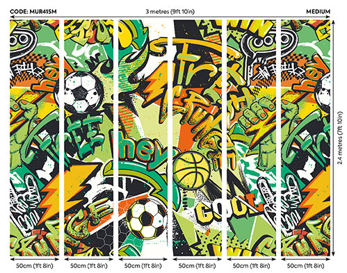 SPORTS GRAFFITI - Emerald & Orange