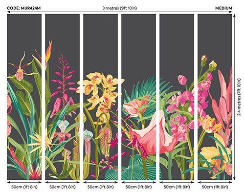 TROPICAL FOLIAGE - Charcoal & Ruby