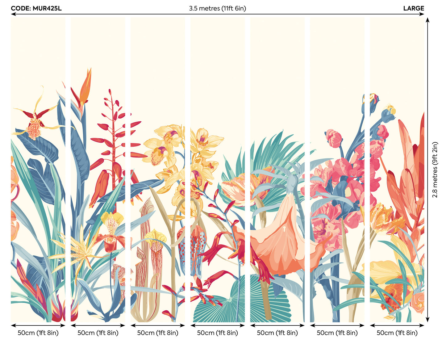 TROPICAL FOLIAGE - Petrol & Coral