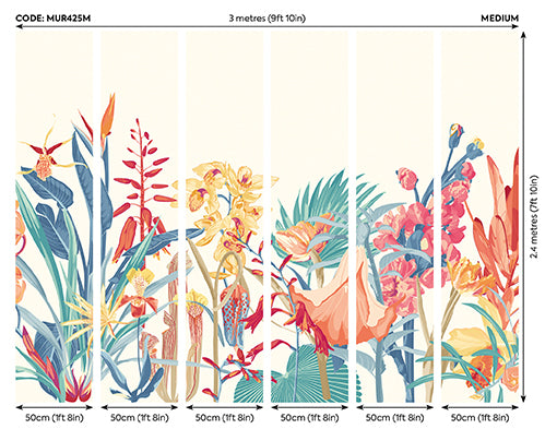 TROPICAL FOLIAGE - Petrol and Coral