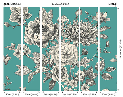 LARGE ROSE TOILE - Teal Blue