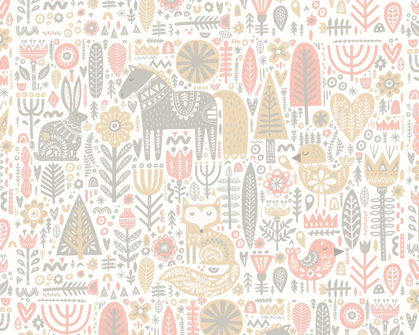 SCANDI FOREST ANIMALS - Blush Pink & Grey