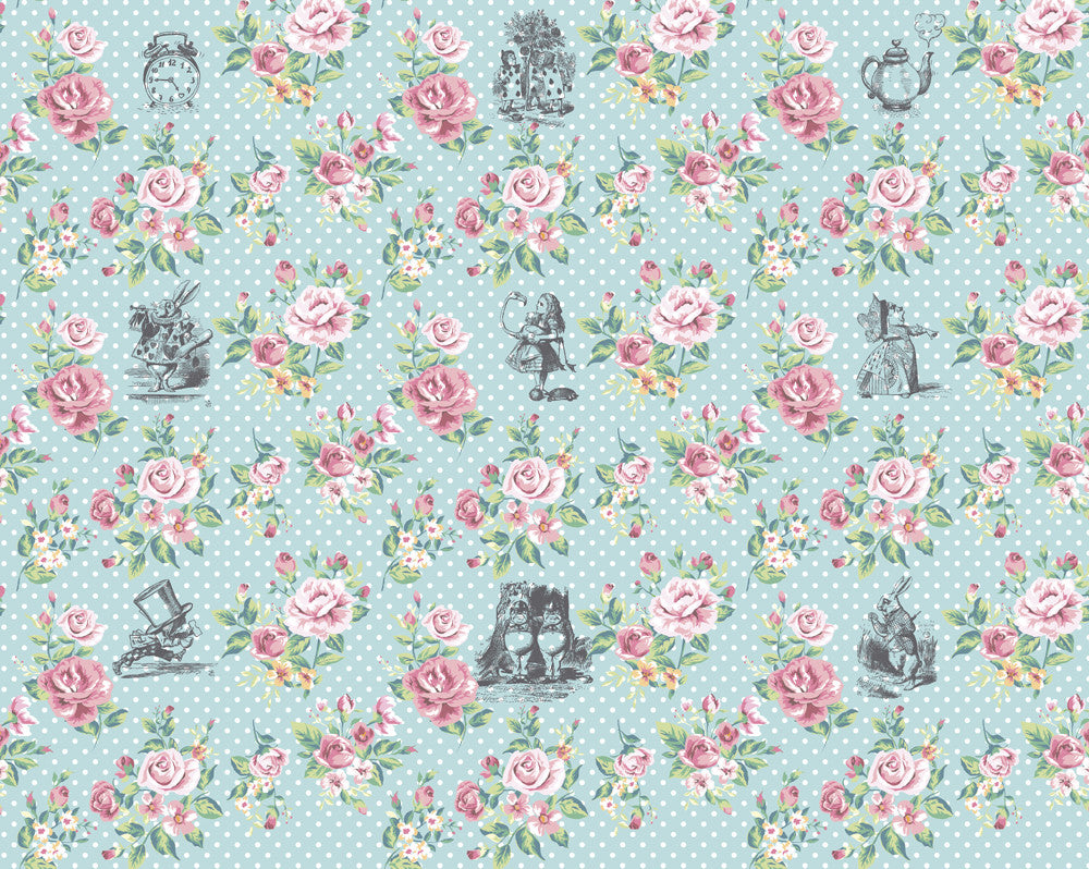 ALICE IN WONDERLAND ENGLISH ROSE PRINT - Blue