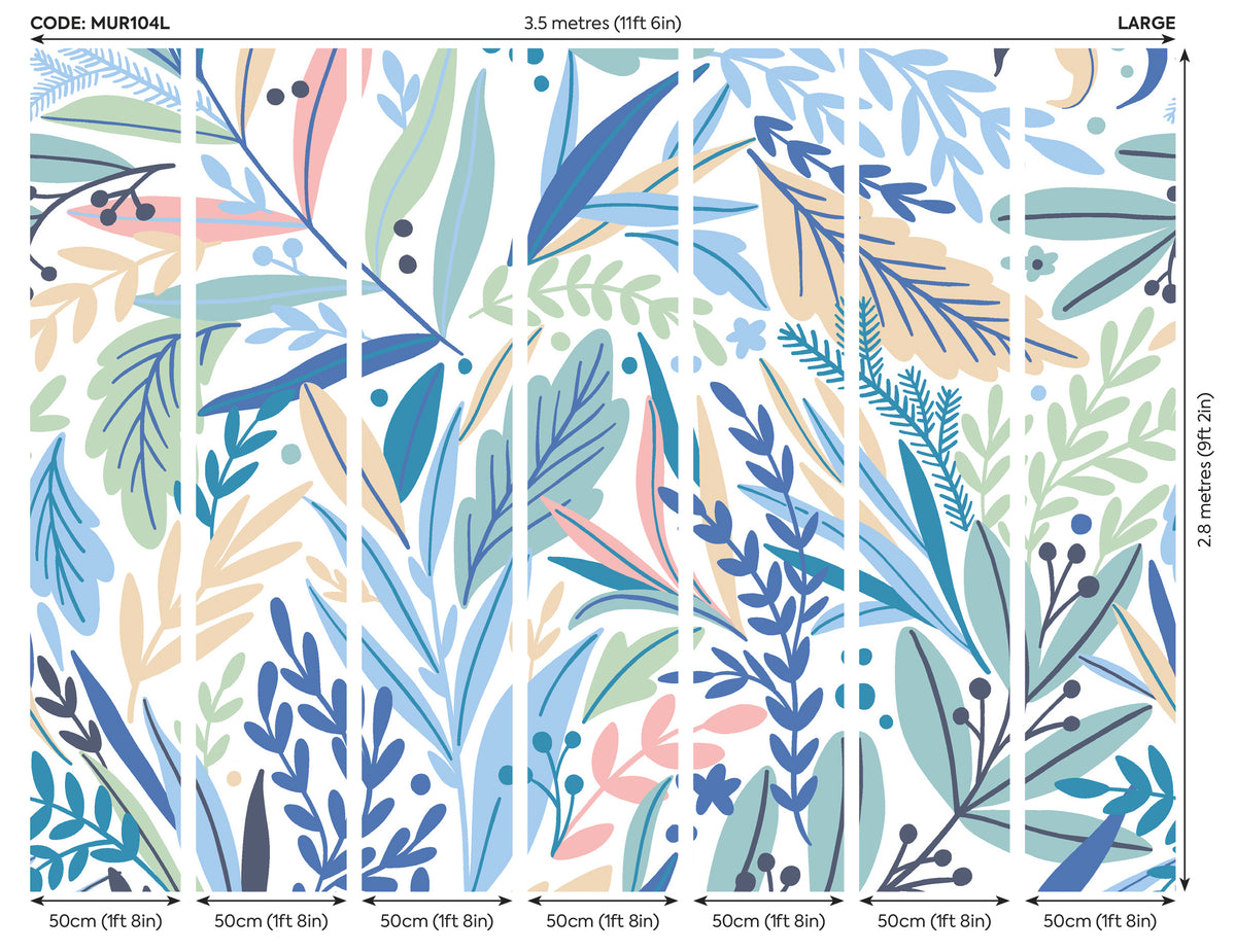 PATTERNED LEAVES - Washed Denim