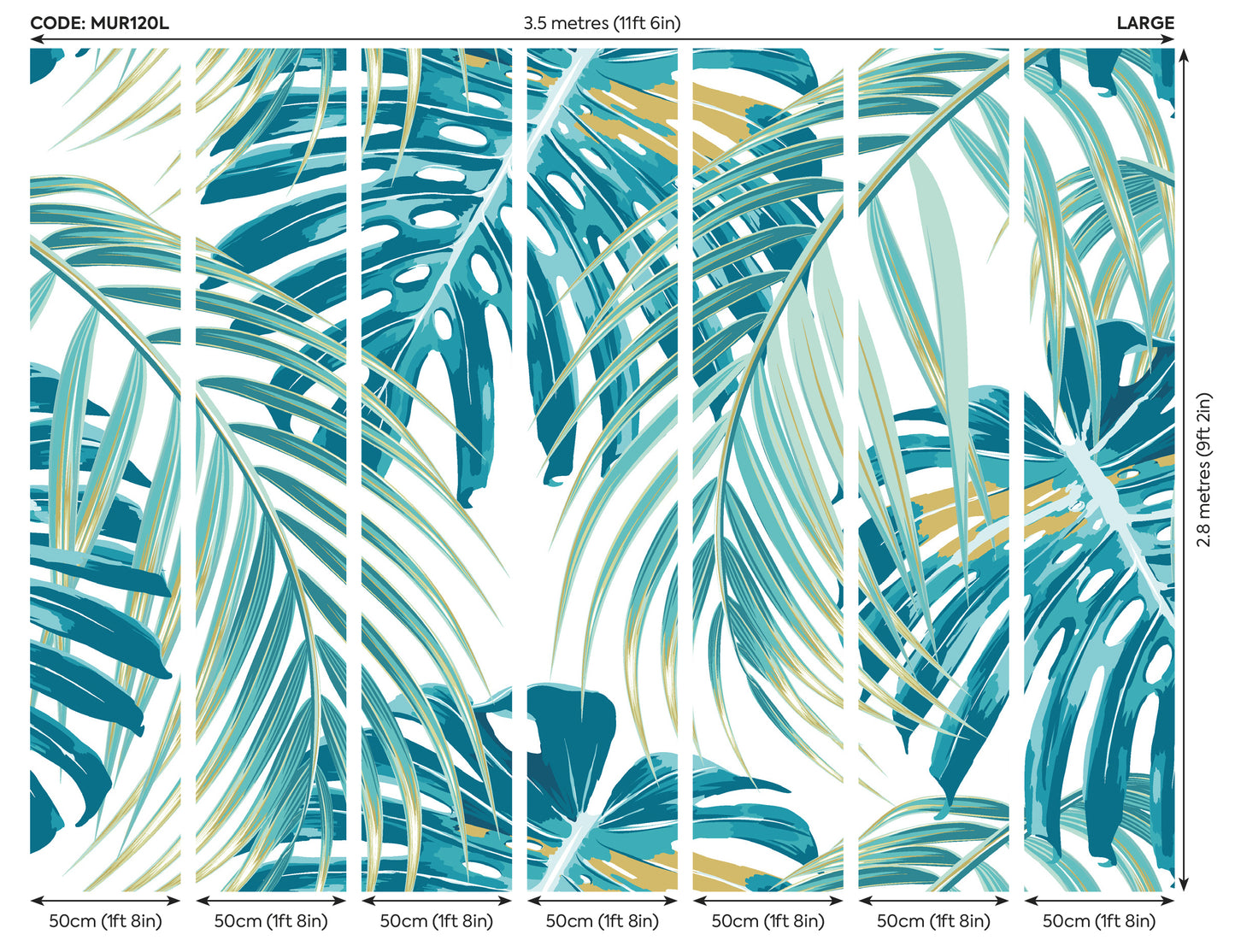 TROPICAL LEAVES - Teal