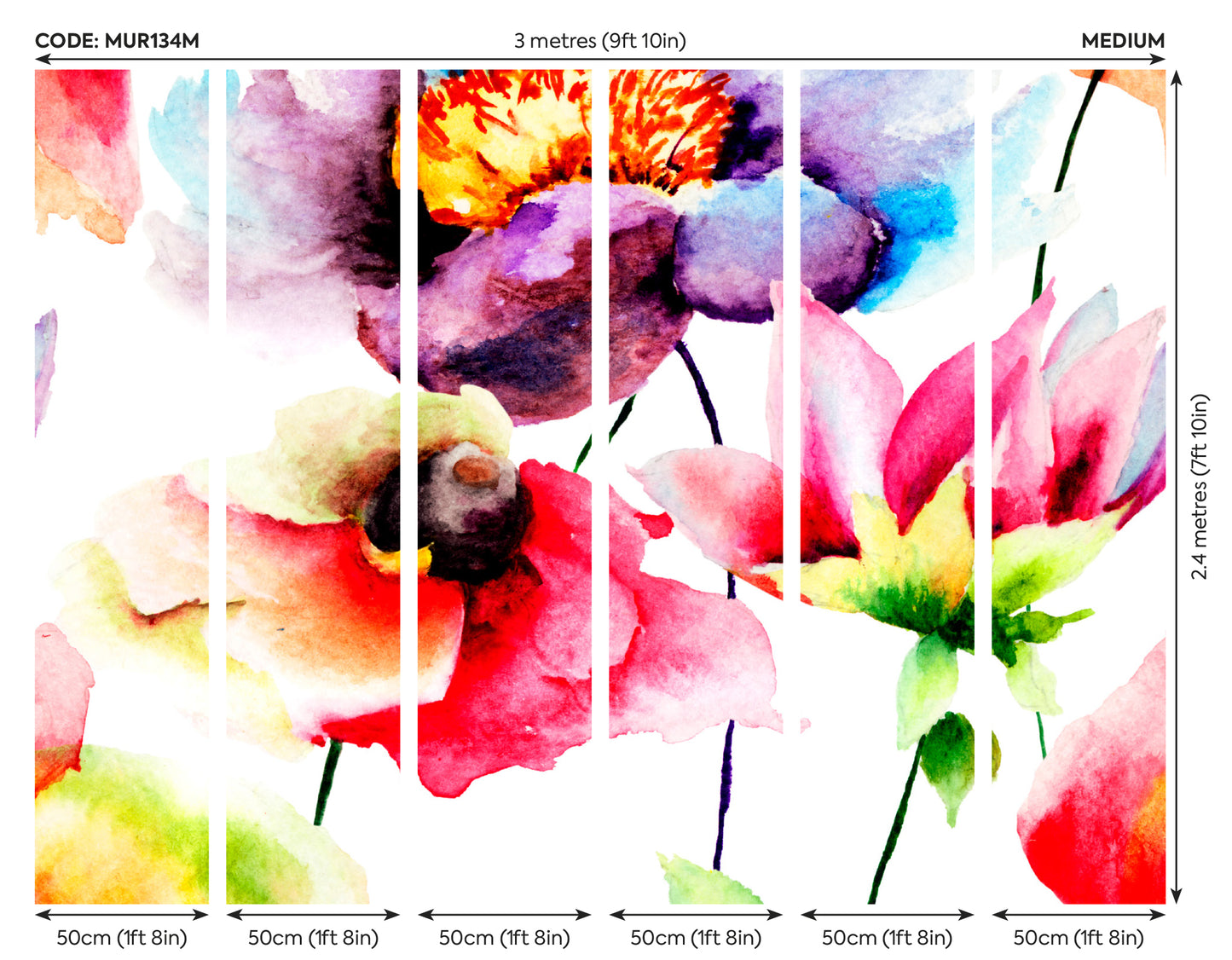 WATERCOLOUR FLORA - Multi Bright