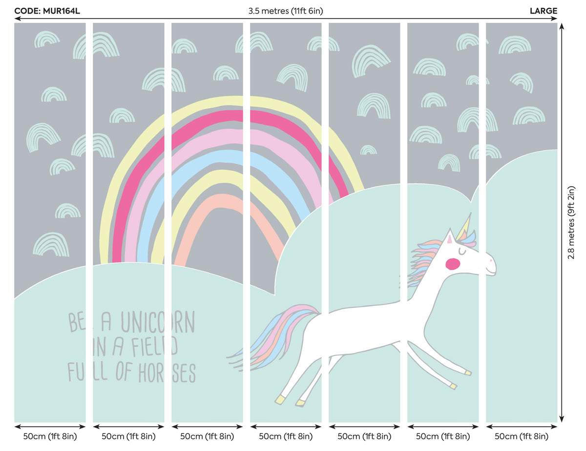 RAINBOW UNICORN - Mint & Grey