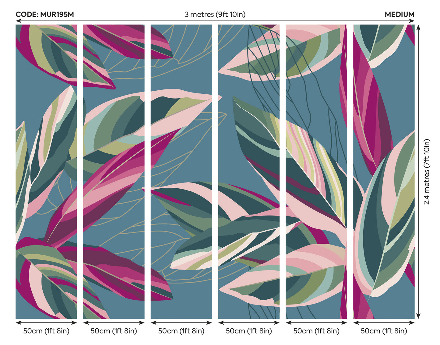 BOTANICAL CALATHEA LEAVES - Blue