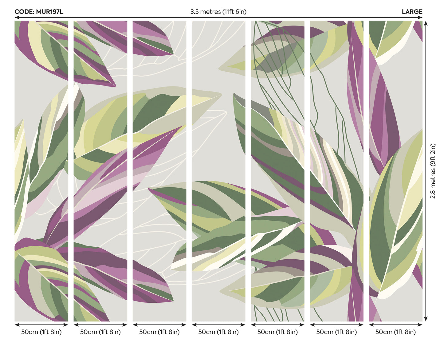 BOTANICAL CALATHEA LEAVES - Grey