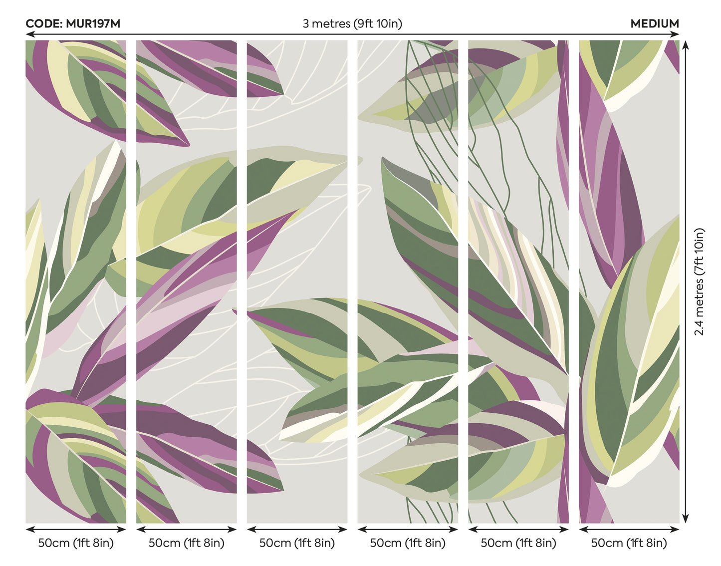 BOTANICAL CALATHEA LEAVES - Grey