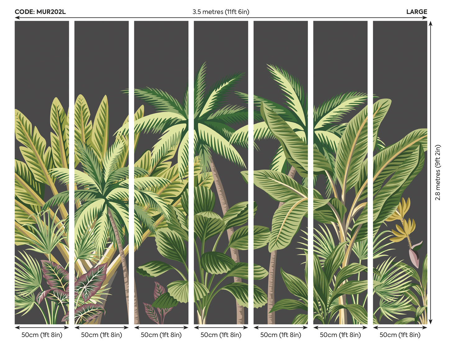 TROPICAL PALM TREES - Black