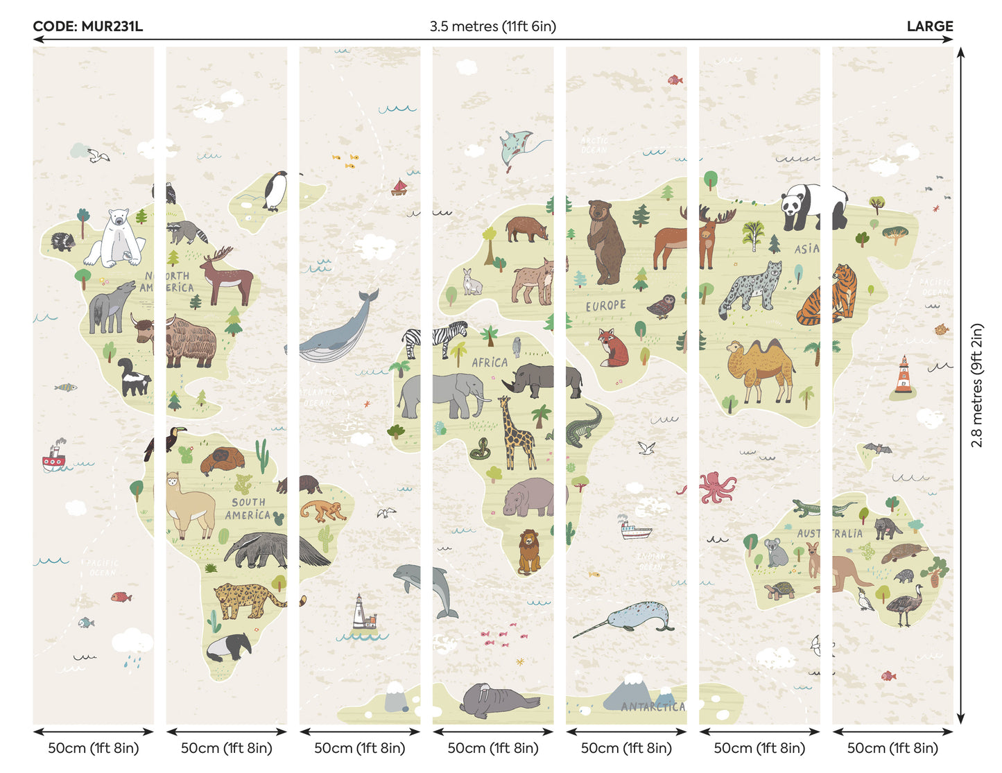 CHILDRENS WORLD MAP - Natural