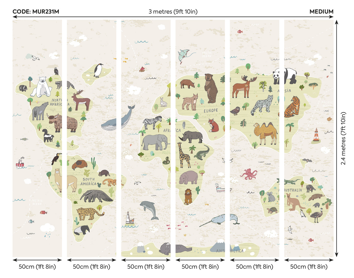 CHILDRENS WORLD MAP - Natural