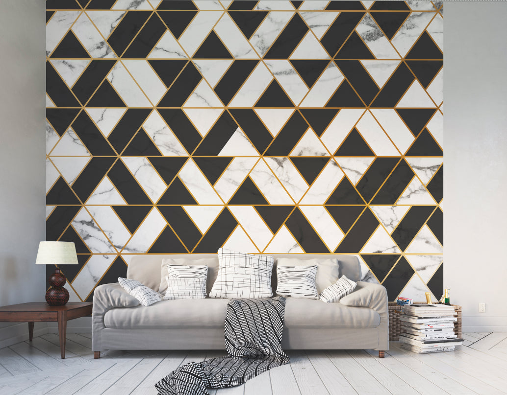 MARBLED TEXTURED GEOMETRIC - White