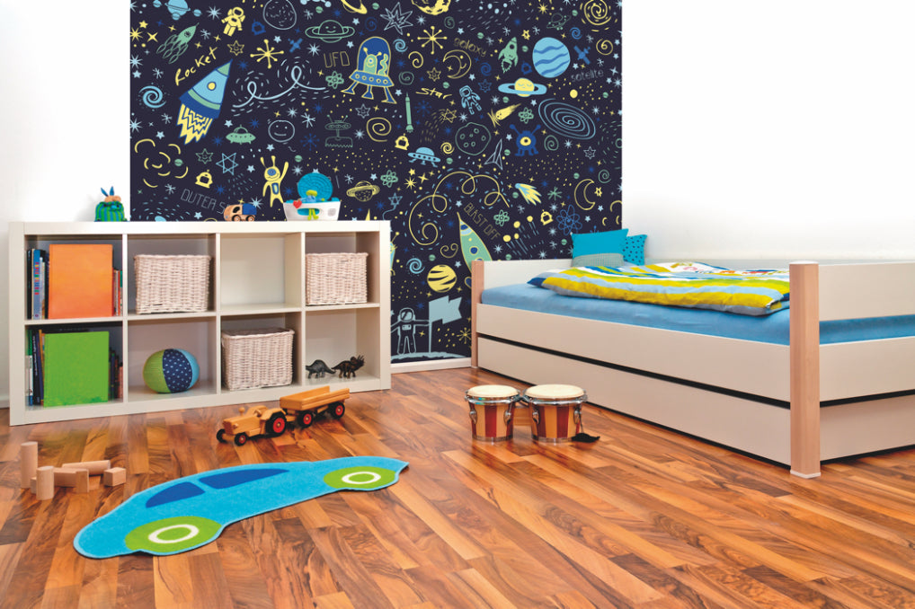 SPACE DOODLE TEXT - Navy Blue