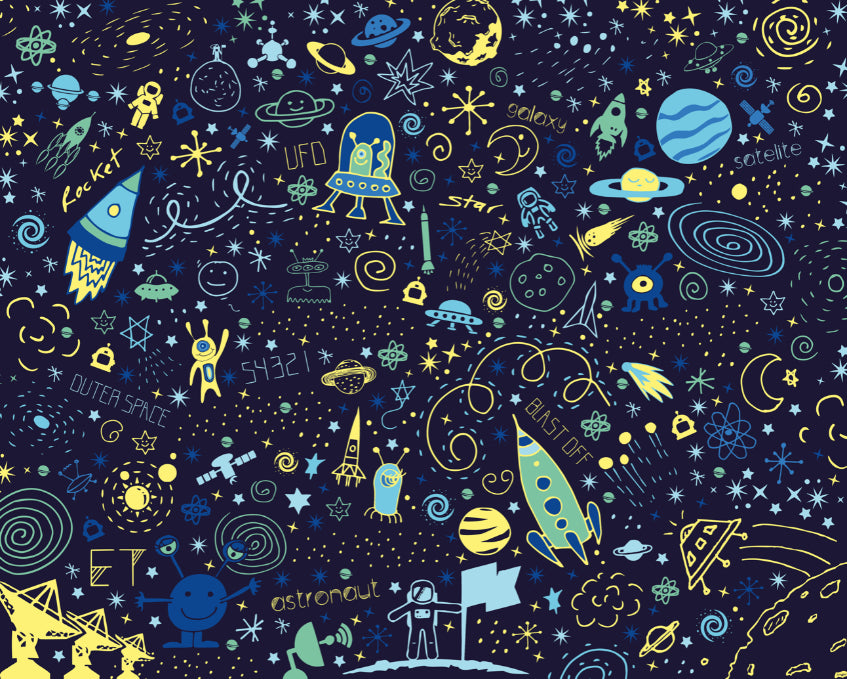 SPACE DOODLE TEXT - Navy Blue