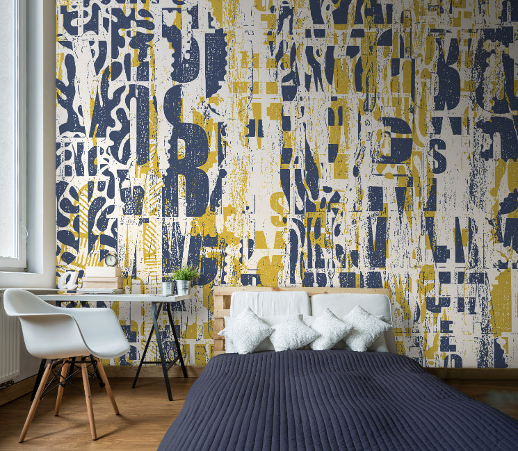 LETTERPRESS GRAFFITI - Navy & Yellow