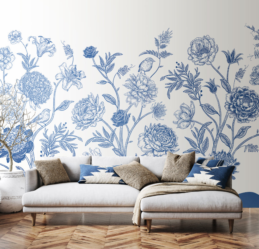 JACOBEAN ROSE TRAIL - Navy Blue