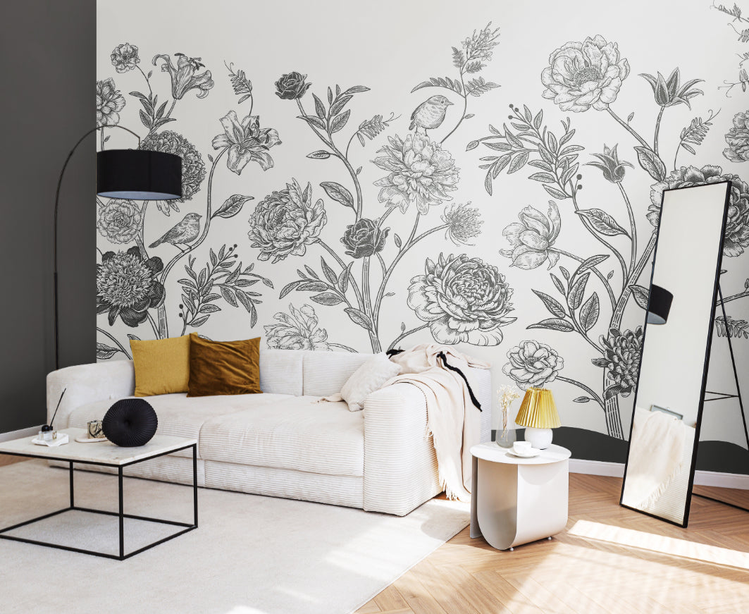 JACOBEAN ROSE TRAIL - Black & White