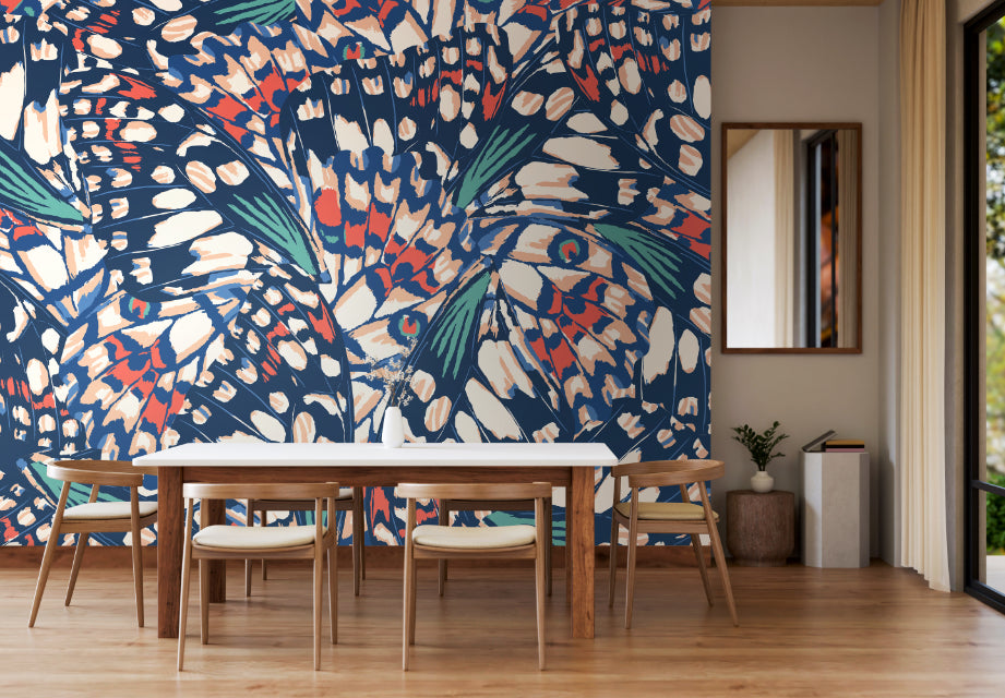 BUTTERFLY WINGS - Navy Blue & Coral