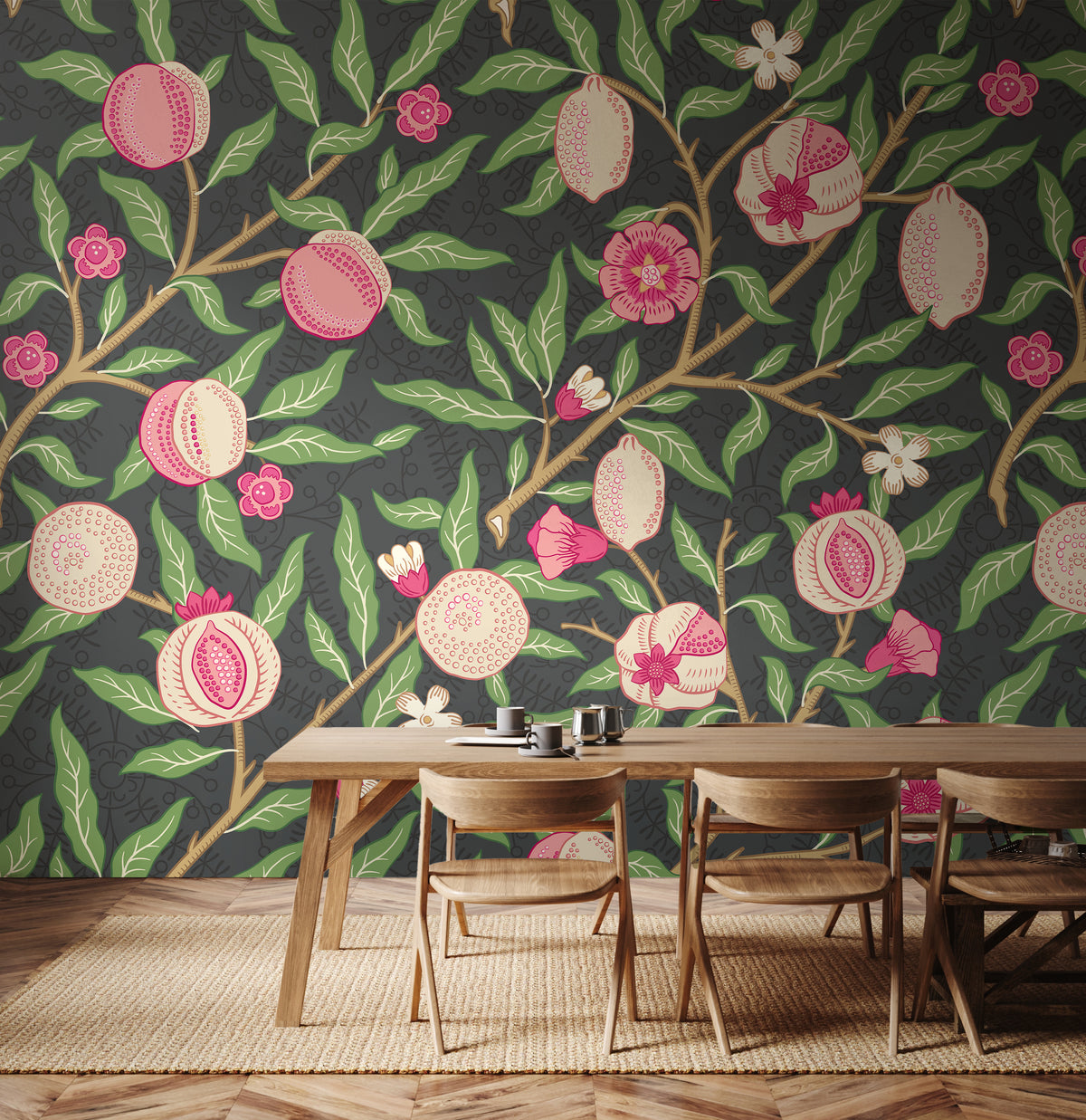 FRUIT AND FOLIAGE - Black and Rose Pink
