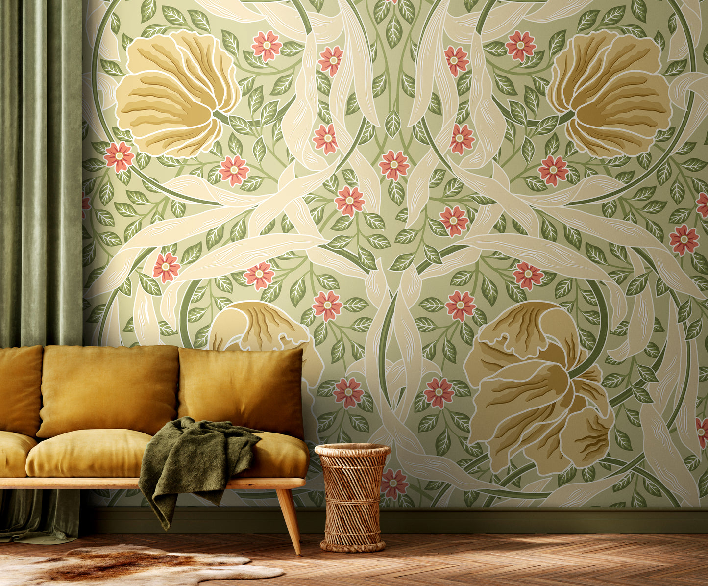 FLOWER CIRCLE - Olive and Coral