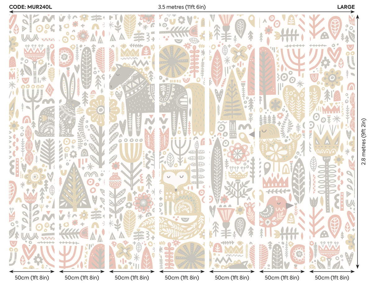 SCANDI FOREST ANIMALS - Blush Pink & Grey