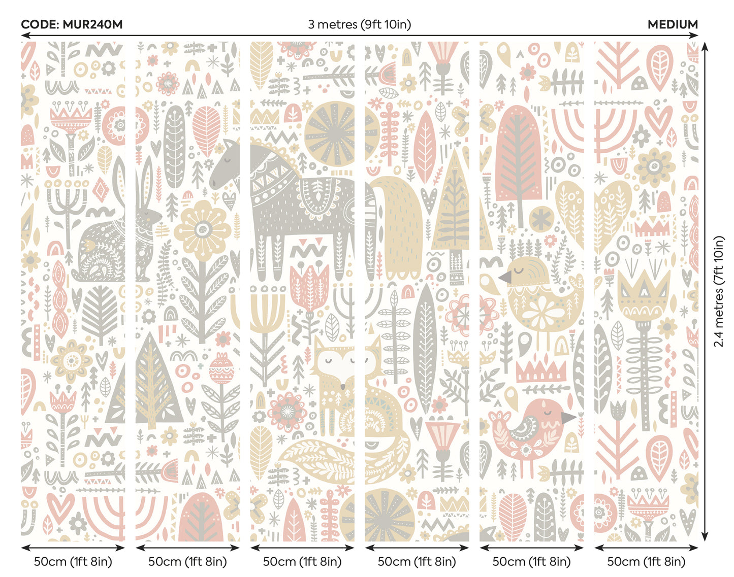 SCANDI FOREST ANIMALS - Blush Pink & Grey