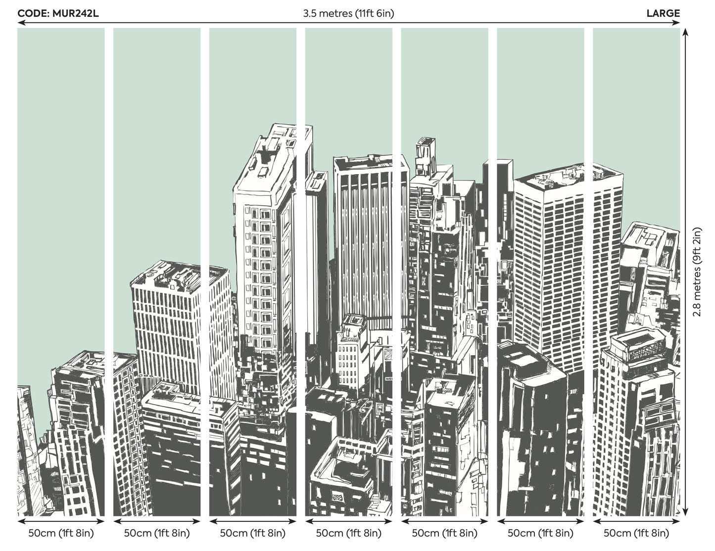 URBAN CITY SKYSCRAPERS - Mint Green