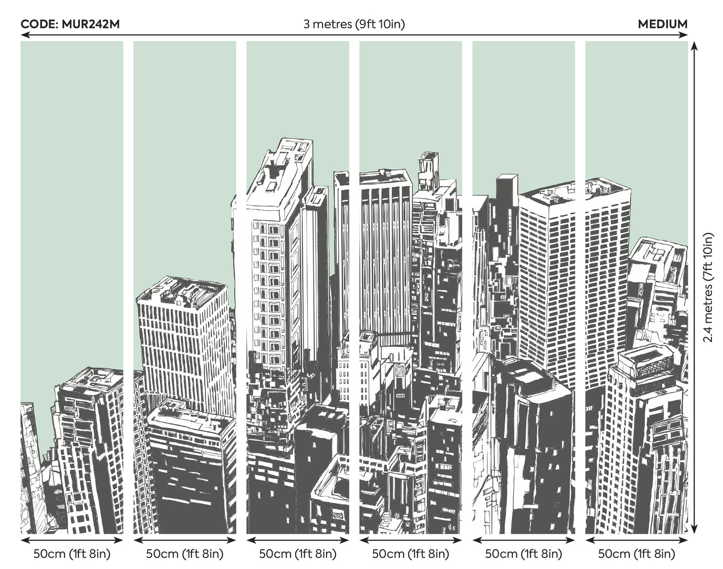 URBAN CITY SKYSCRAPERS - Mint Green
