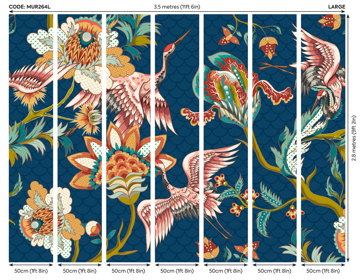 CRANES IN FLIGHT - Navy Blue