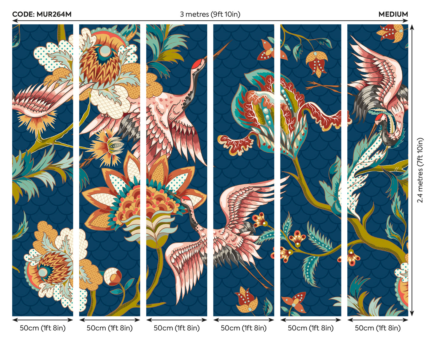 CRANES IN FLIGHT - Navy Blue