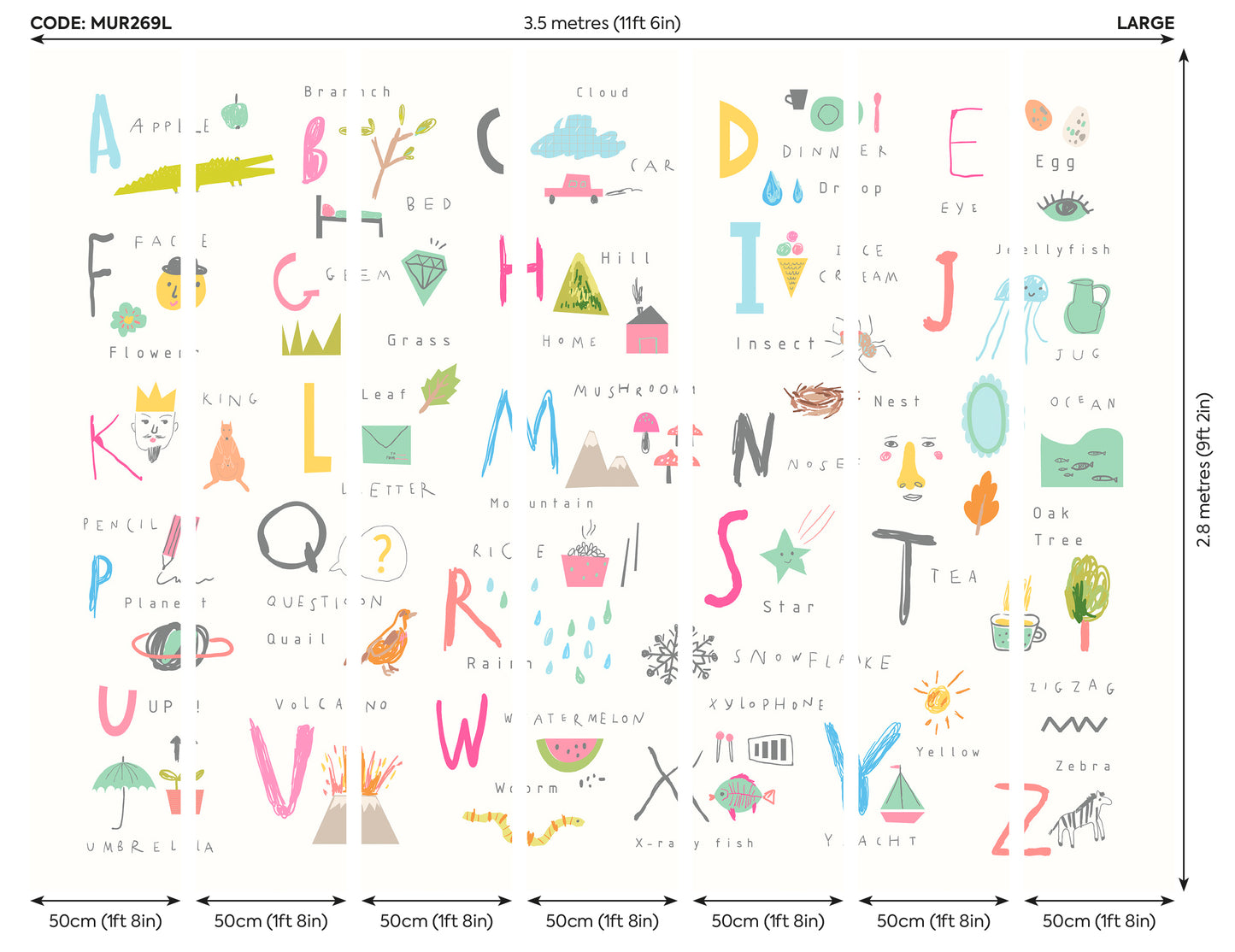 CHILDRENS ALPHABET ILLUSTRATIONS - Multi Pink