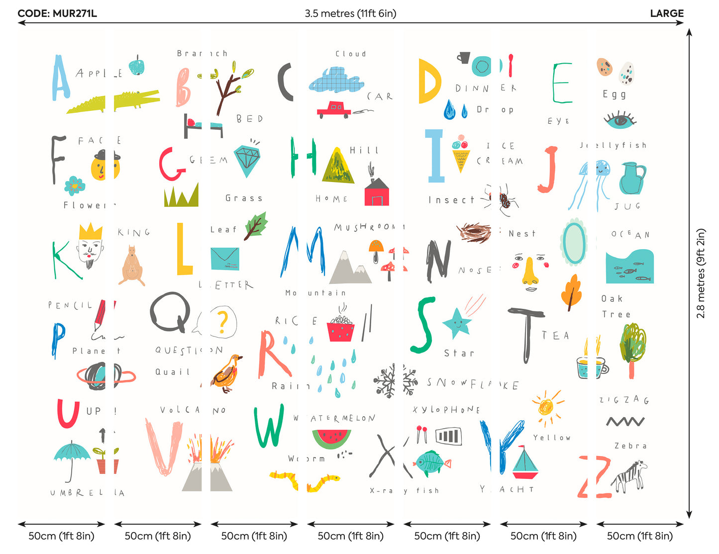 CHILDRENS ALPHABET ILLUSTRATIONS - Multi Bright