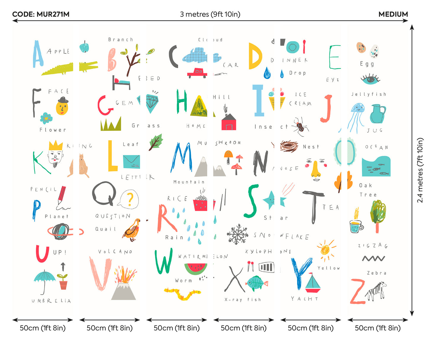 CHILDRENS ALPHABET ILLUSTRATIONS - Multi Bright