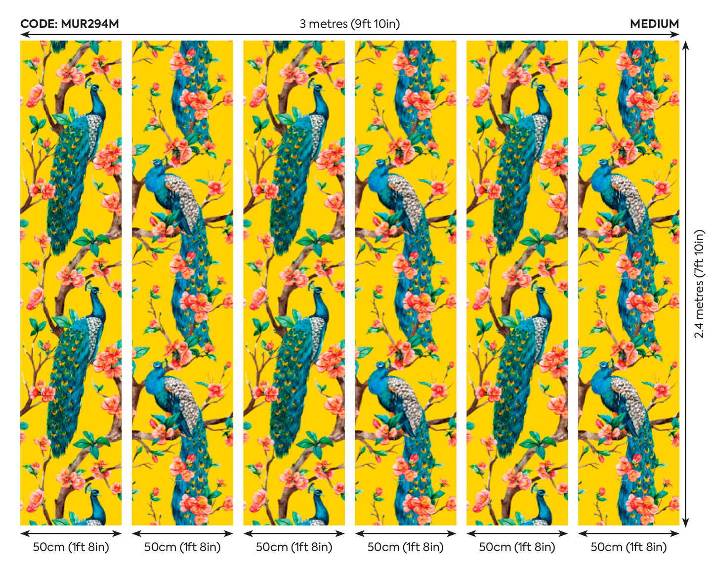 FLOWERY PEACOCKS - Yellow