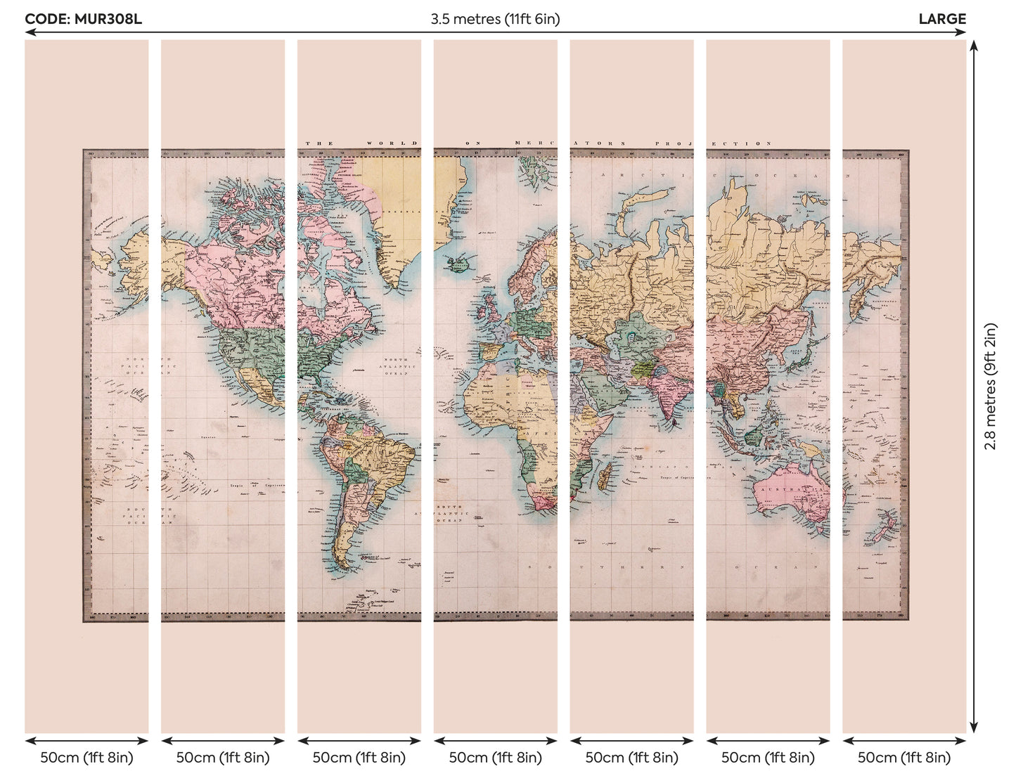 HISTORIC WORLD MAP - Natural