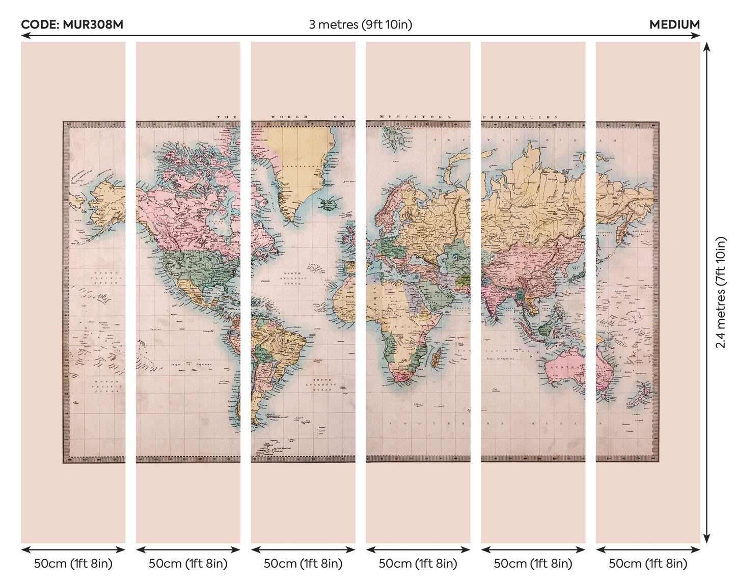 HISTORIC WORLD MAP - Natural