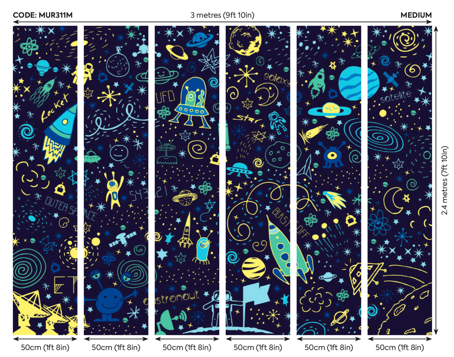 SPACE DOODLE TEXT - Navy Blue