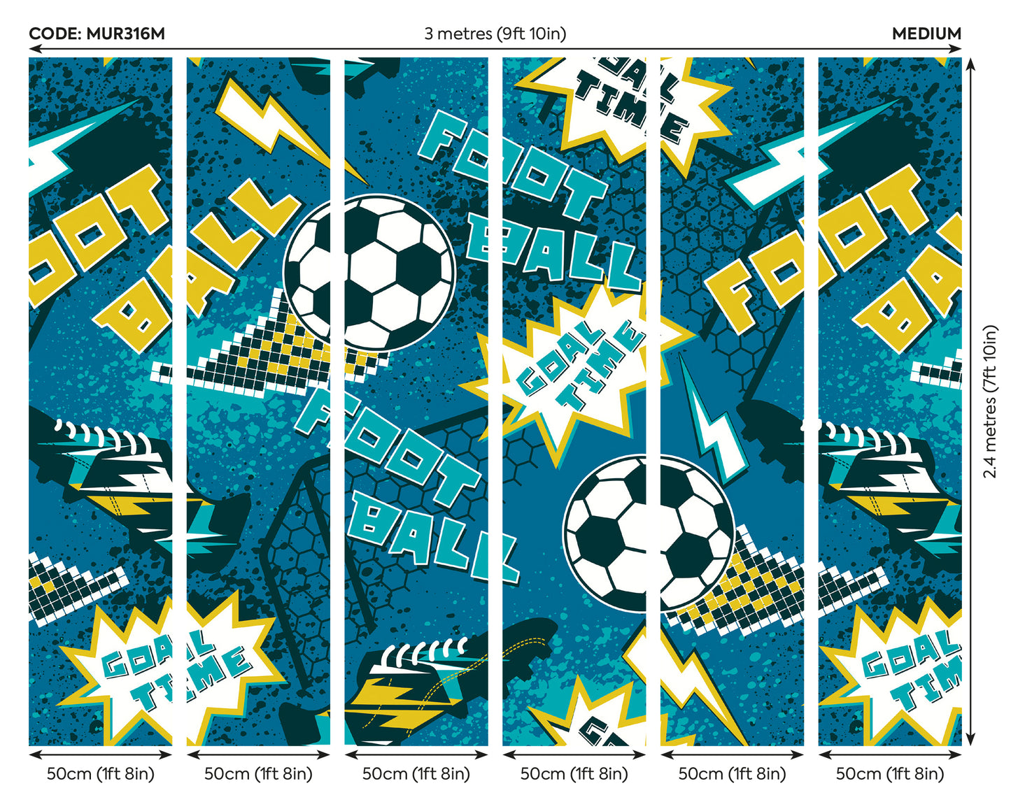 GRAPHIC PIXEL FOOTBALLS - Teal