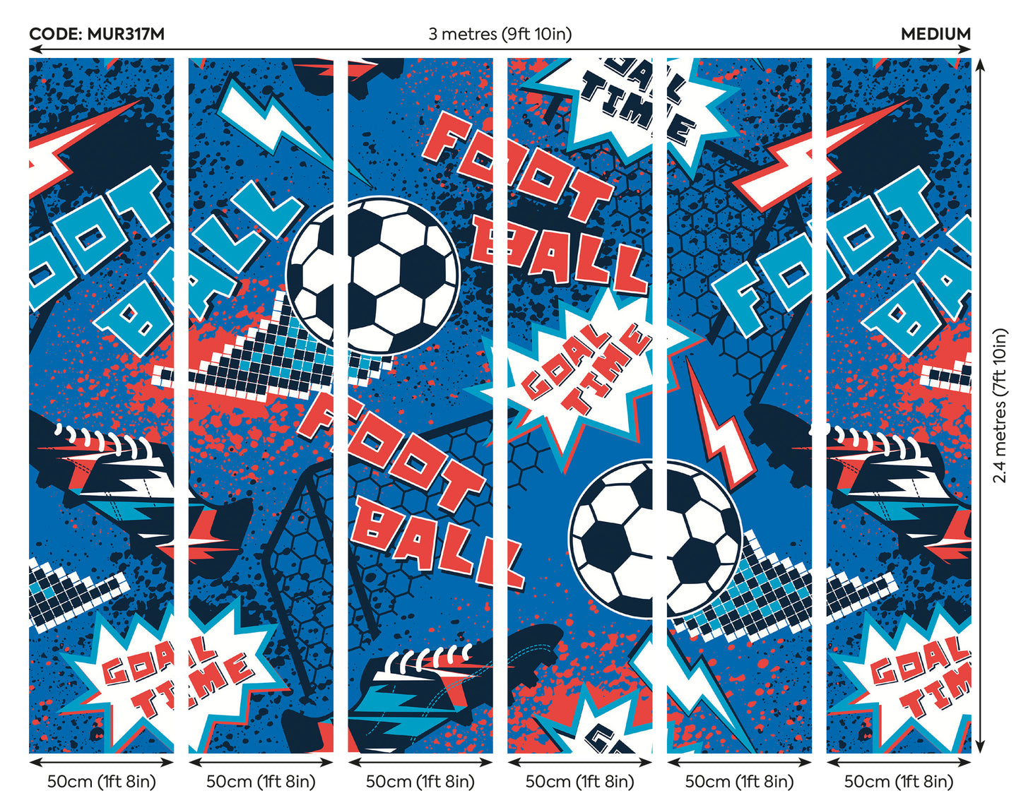 GRAPHIC PIXEL FOOTBALLS - Blue