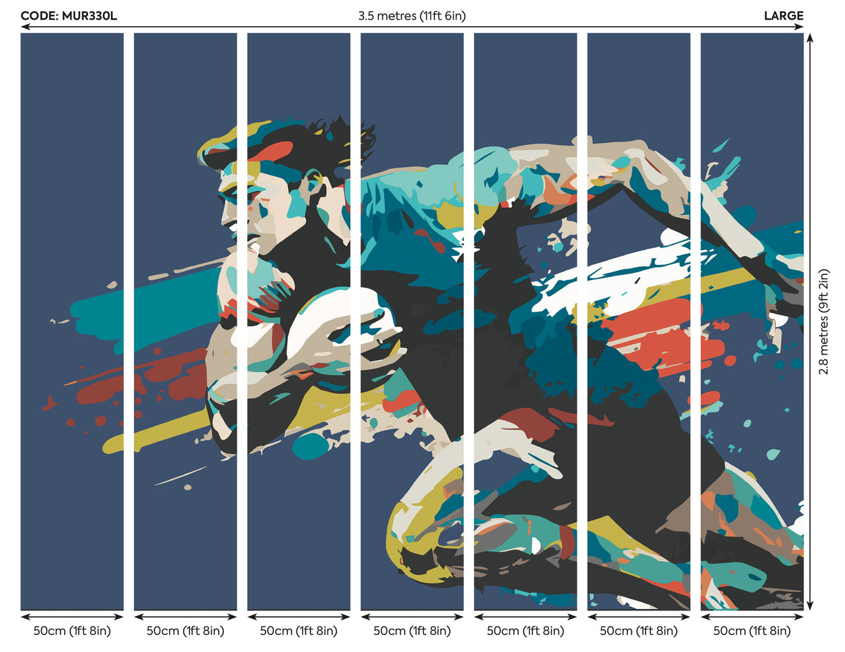 RUGBY PLAYER IN GRAPHIC STYLE - Blue