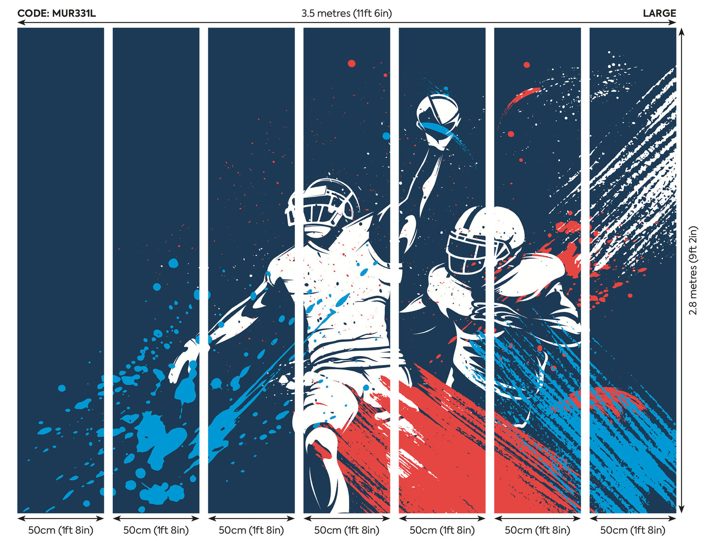 AMERICAN FOOTBALLERS PAINT SPLASH - Blue