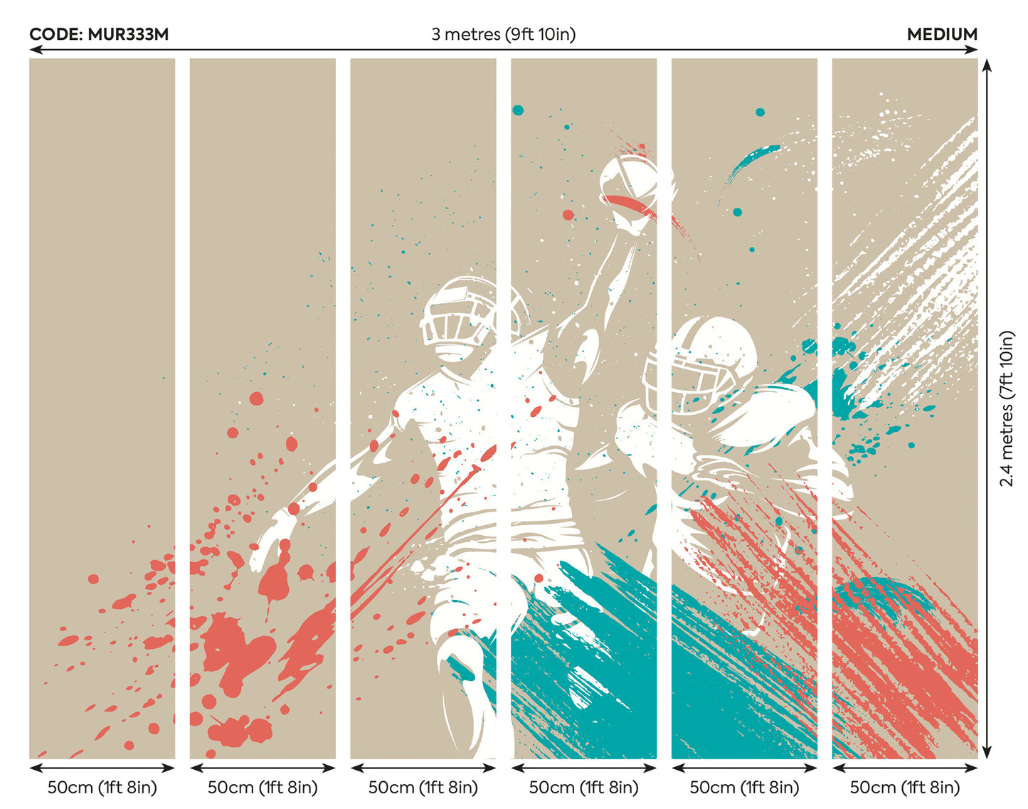 AMERICAN FOOTBALLERS PAINT SPLASH - Grey