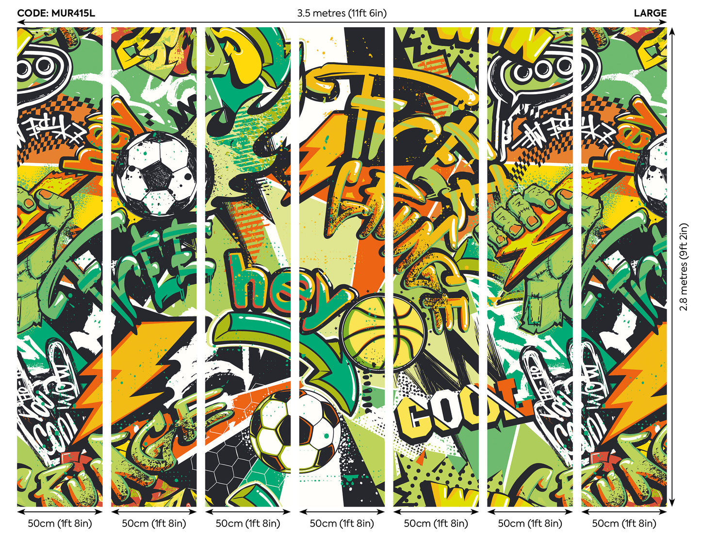 SPORTS GRAFFITI - Emerald & Orange