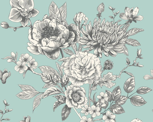 LARGE ROSE TOILE - Seafoam