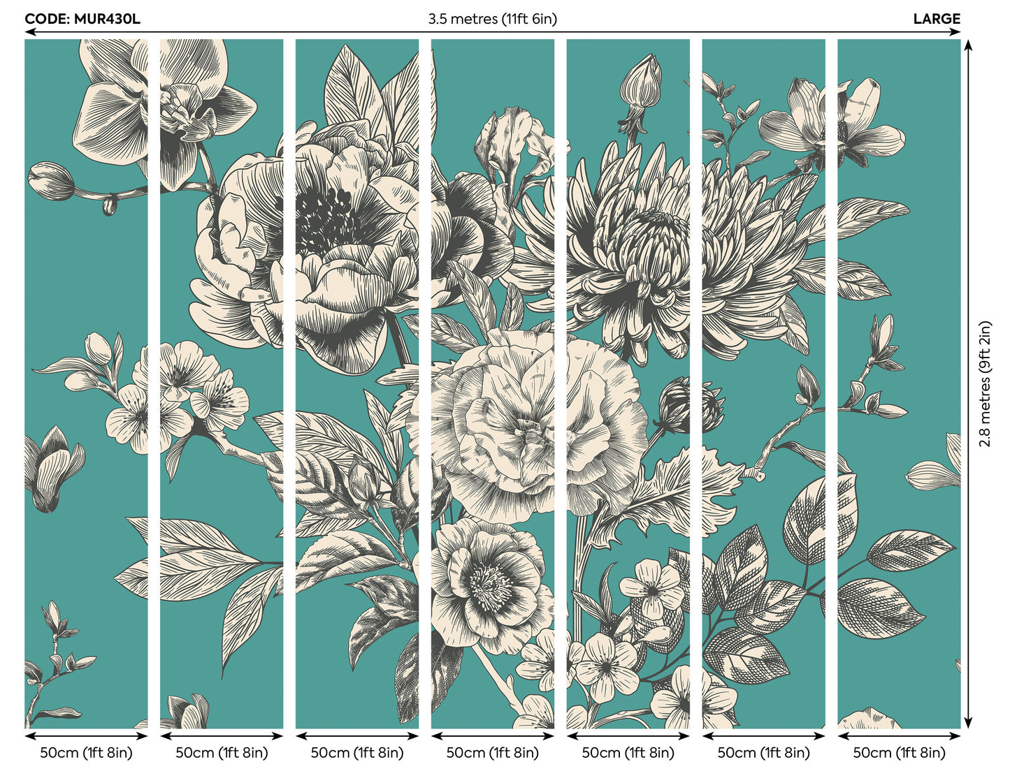 LARGE ROSE TOILE - Teal Blue