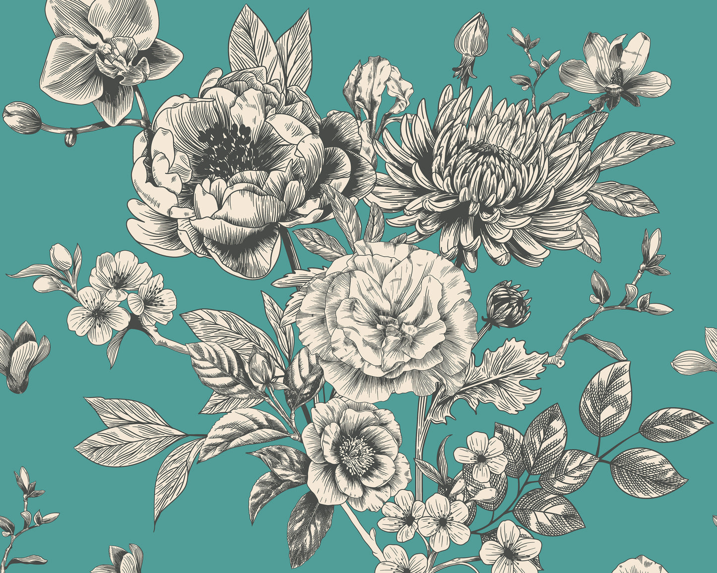 LARGE ROSE TOILE - Teal Blue